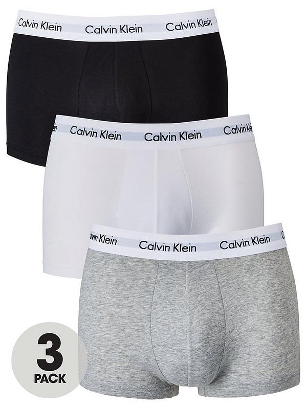 Calvin Klein 3 Pack Low Rise Trunks - Grey/White/Black 