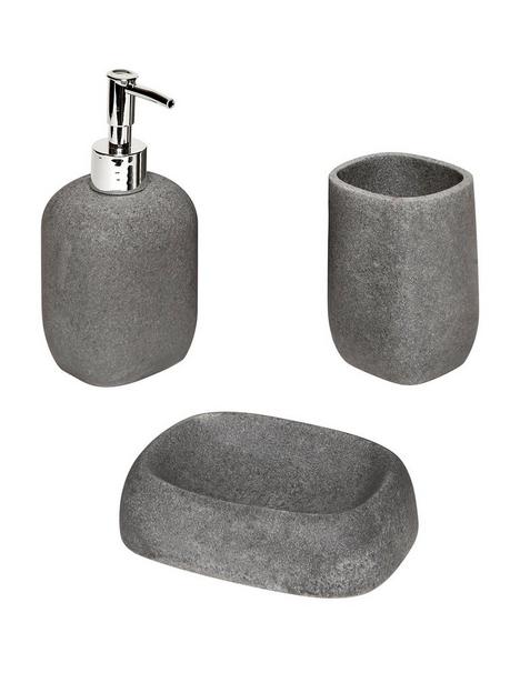 aqualona-grey-stone-3-piece-bathroom-accessory-set