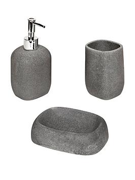 Product photograph of Aqualona Grey Stone 3-piece Bathroom Accessory Set from very.co.uk
