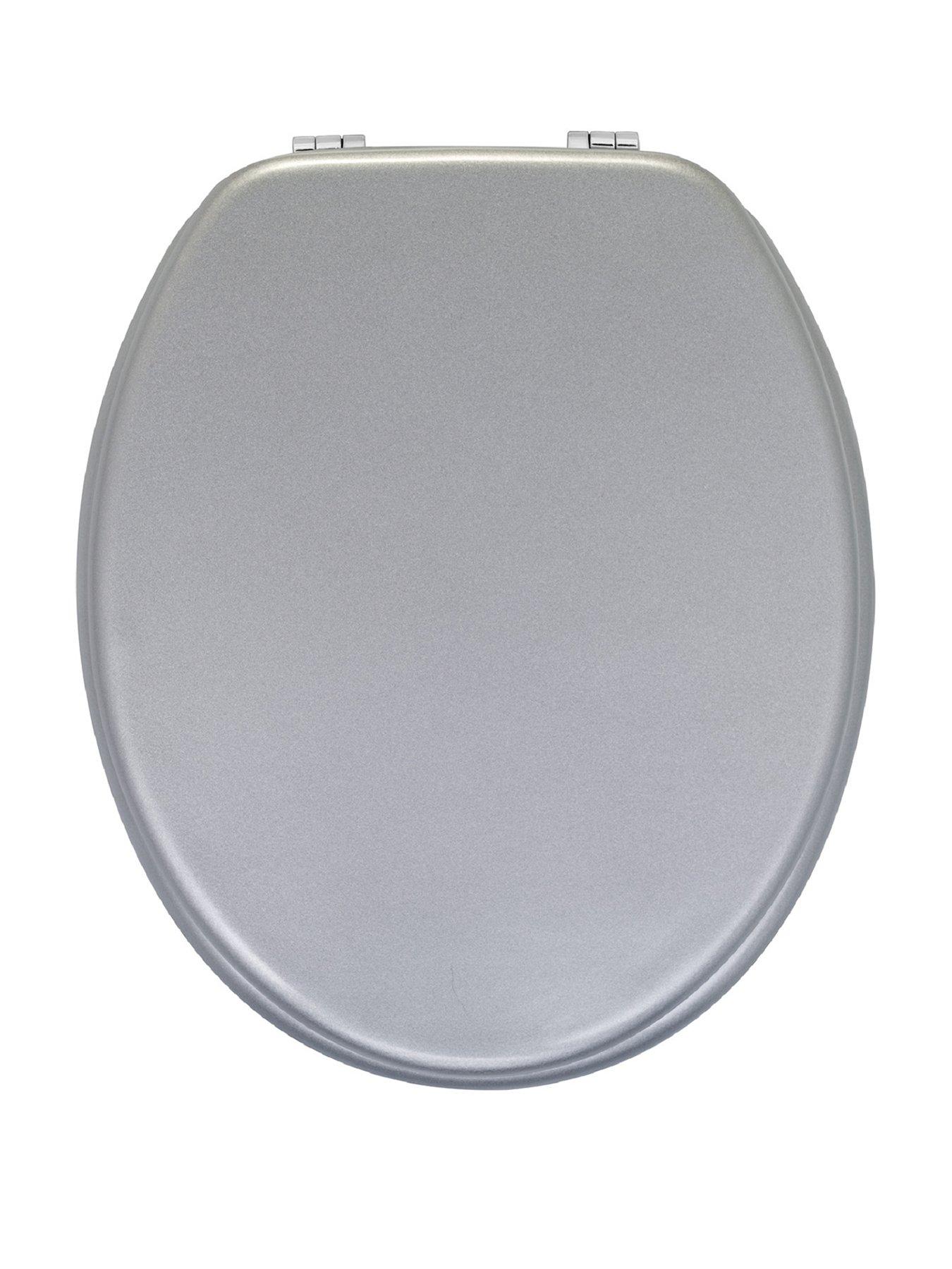 AQUALONA Silver Effect MDF Toilet Seat