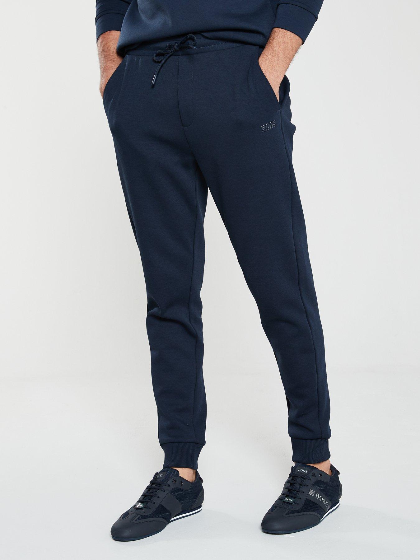 boss logo cuffed fleece pants