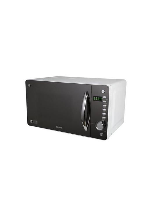 stillFront image of swan-20-litre-digital-microwave-with-mirror-door-silver-white