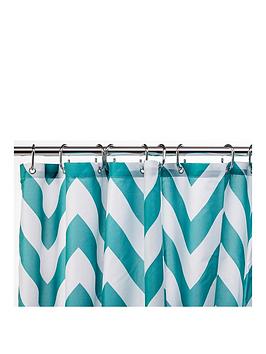 Product photograph of Croydex Chevron Textile Shower Curtain - Aqua from very.co.uk