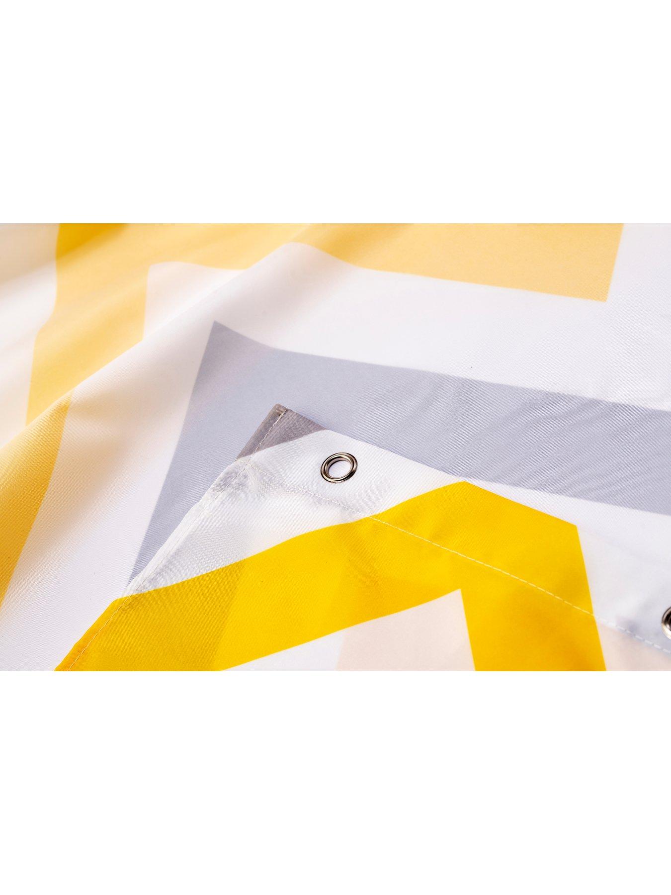 Image 4 of 4 of Croydex Chevron Textile Shower Curtain &ndash; Yellow, Grey and White