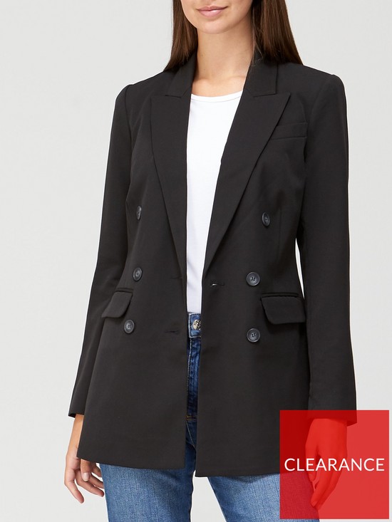 front image of v-by-very-the-longline-double-breasted-blazer-black