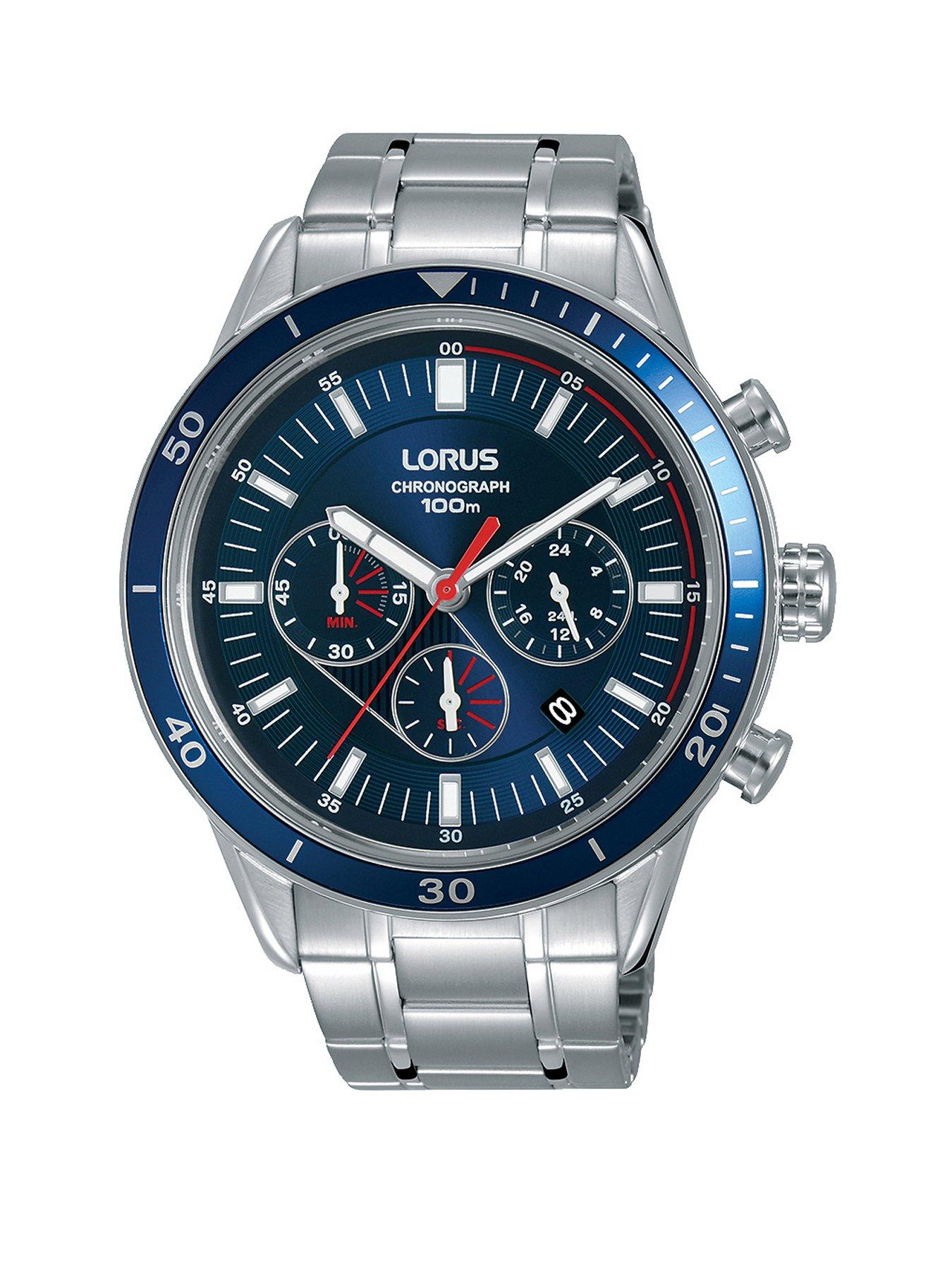 lorus men's stainless steel bracelet chronograph watch