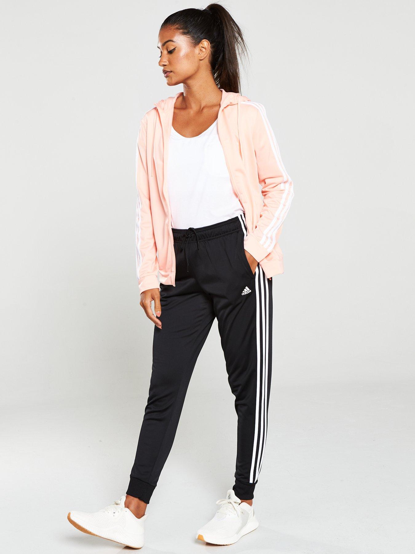 adidas tracksuit black and pink