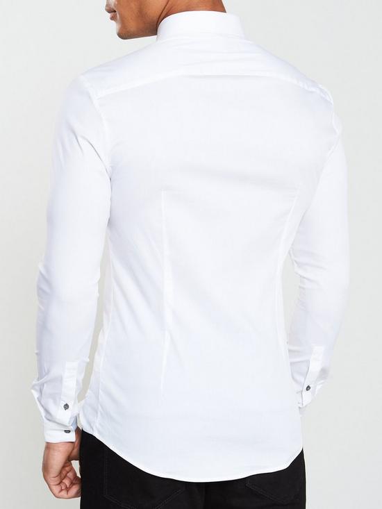 River Island Long Sleeve Muscle CVC Shirt - White | very.co.uk