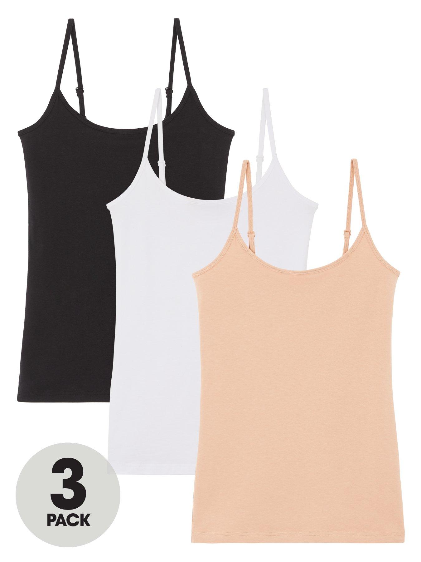 Everyday The Essential 3 Pack Cami Top - Black, Nude |