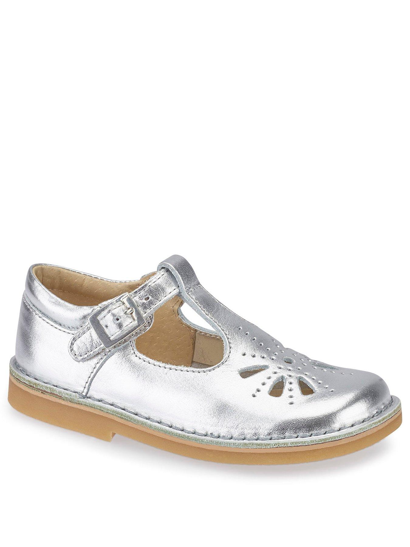  Girls Lottie T-bar Shoes - Silver