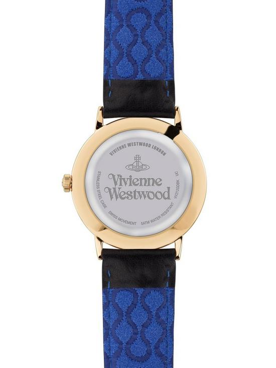 outfit image of vivienne-westwood-turnmill-gold-hound-tooth-and-gunmental-detail-dial-black-leather-strap-mens-watch