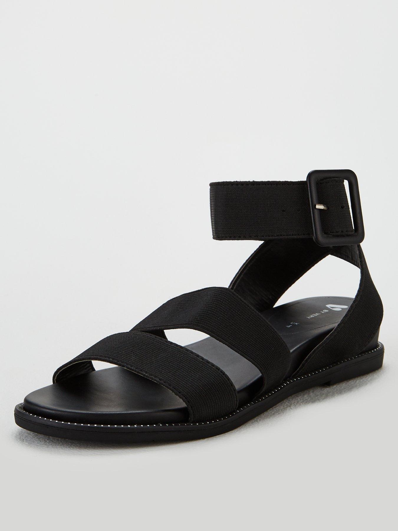 wide fit black sandals uk