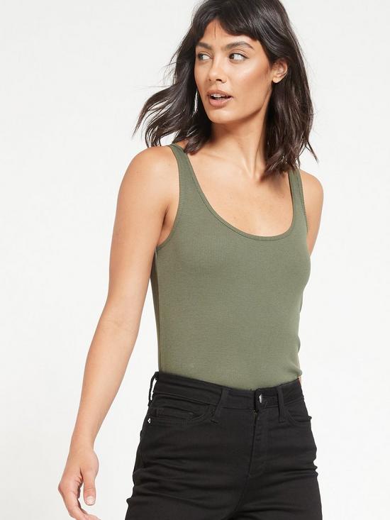front image of v-by-very-the-essential-rib-vest-khaki