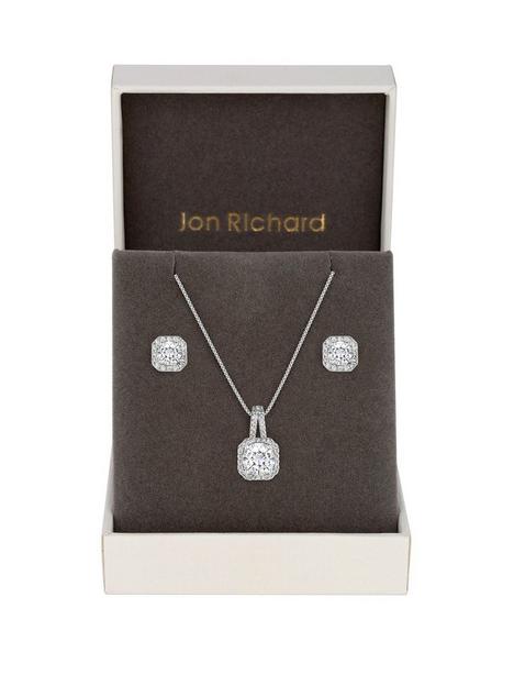 jon-richard-silver-plated-crystal-square-halo-pendant-and-earrings-set