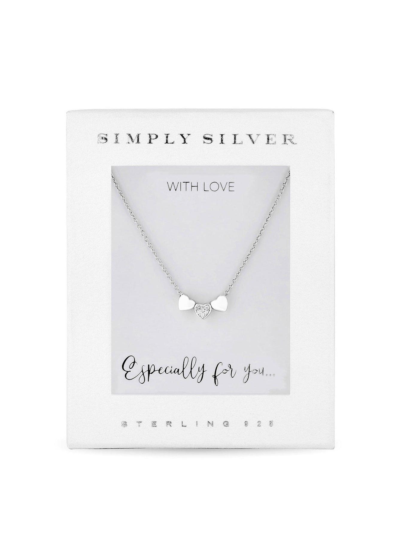 Product photograph of Simply Silver Gift Boxed Sterling Silver 925 Triple Heart Necklace from very.co.uk