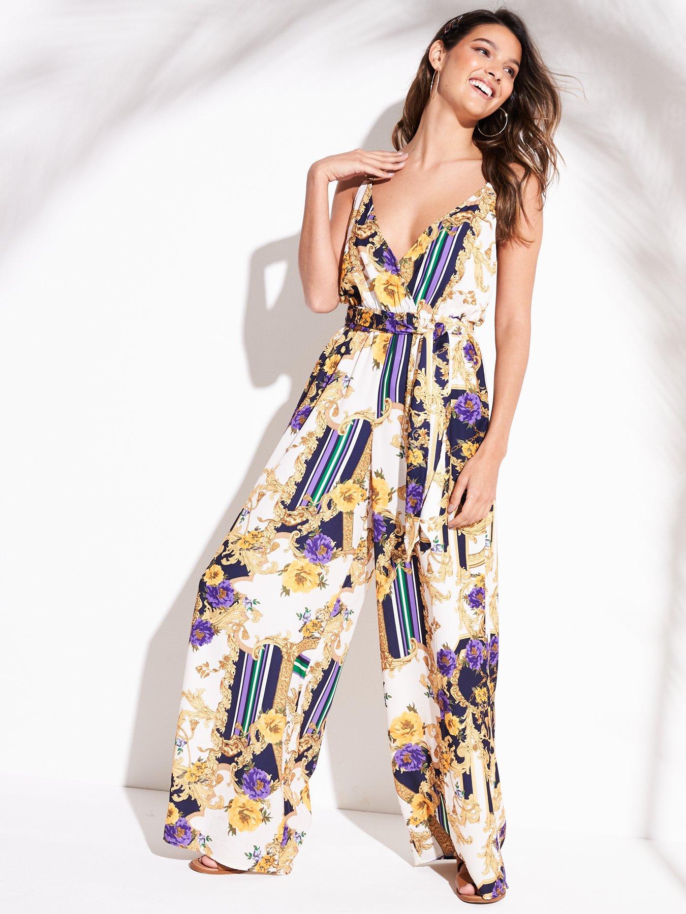 River Island River Island Scarf Print Beach Jumpsuit Multi