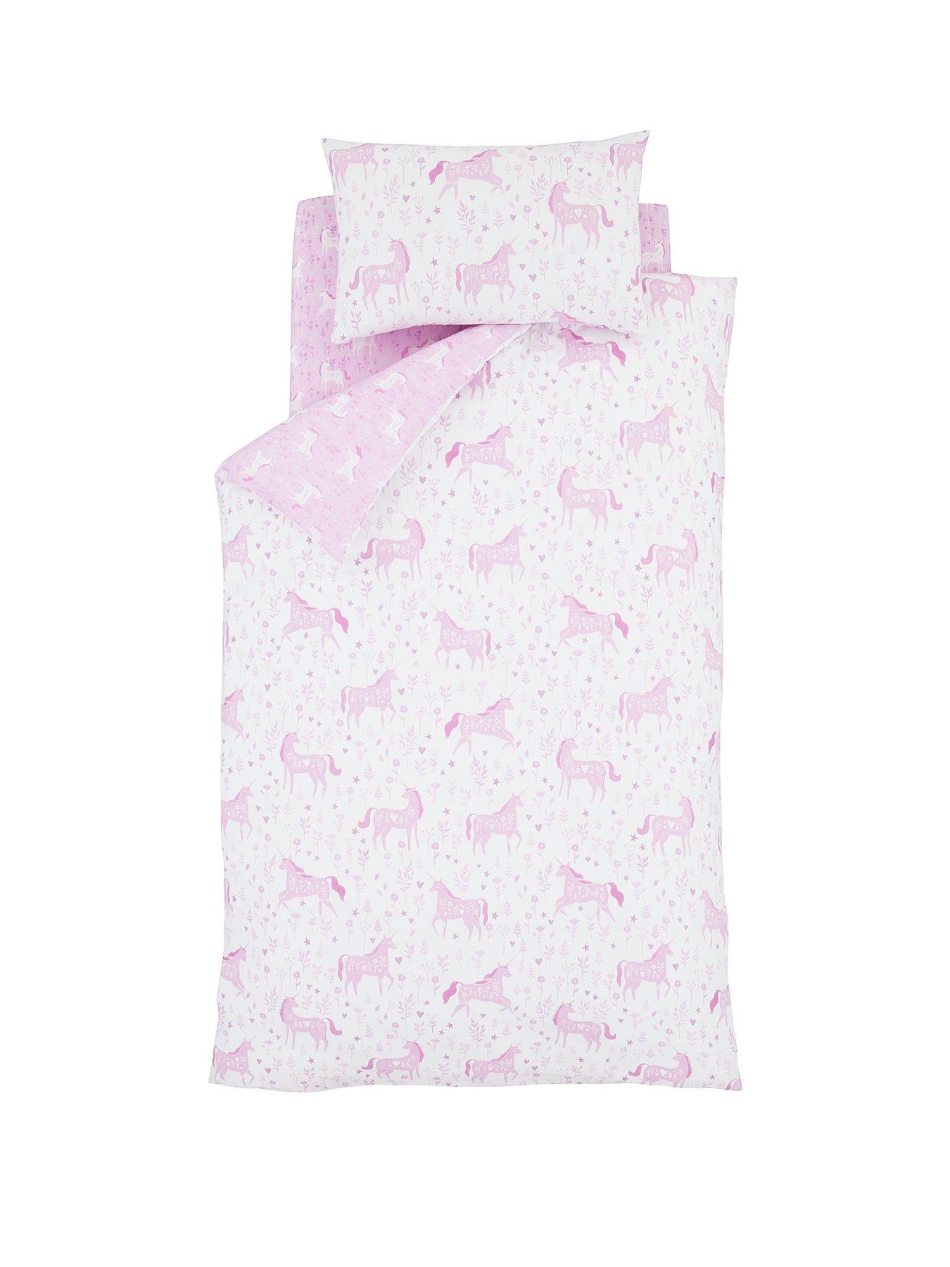Catherine Lansfield Folk Unicorn Toddler Duvet Cover Set Pink very