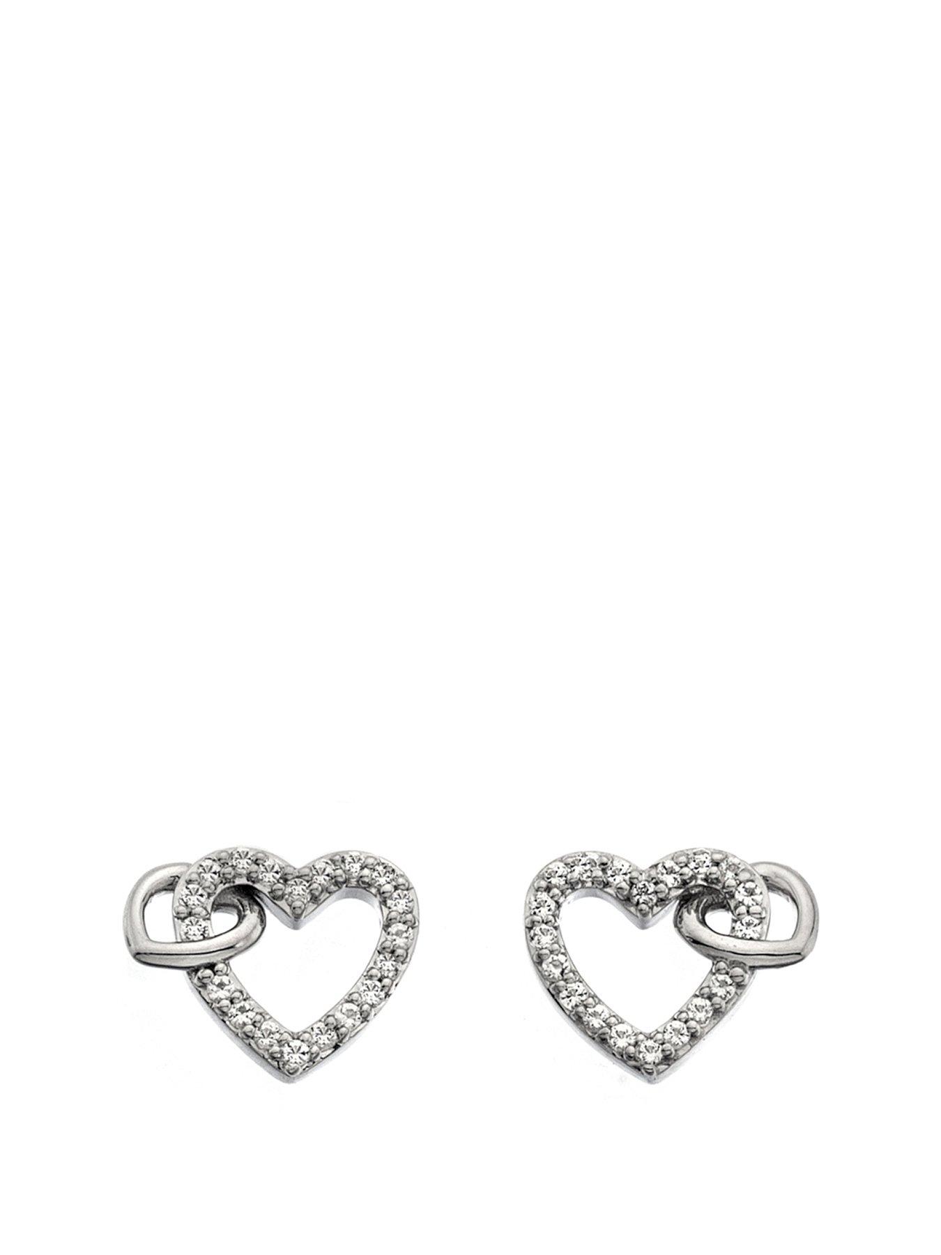undefined Sterling Silver Togetherness Open Heart Stud Earrings