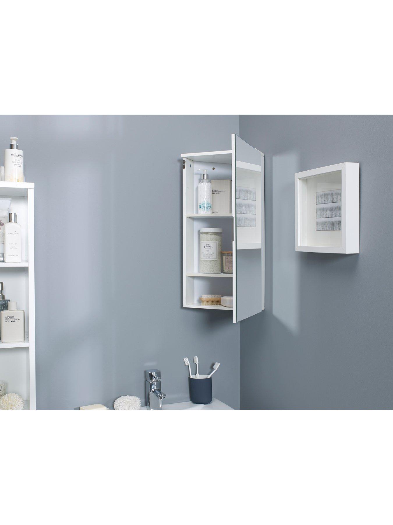 white corner bathroom shelf