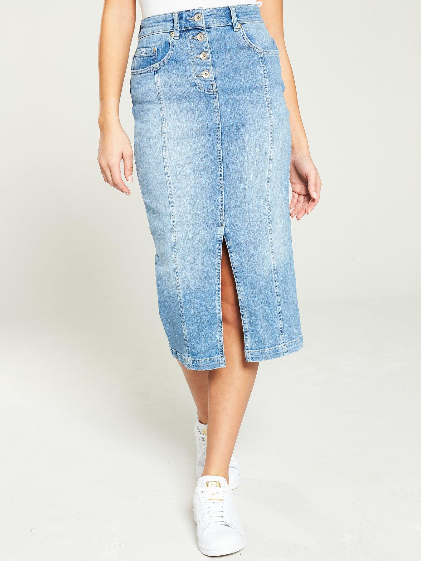 denim skirt midi uk