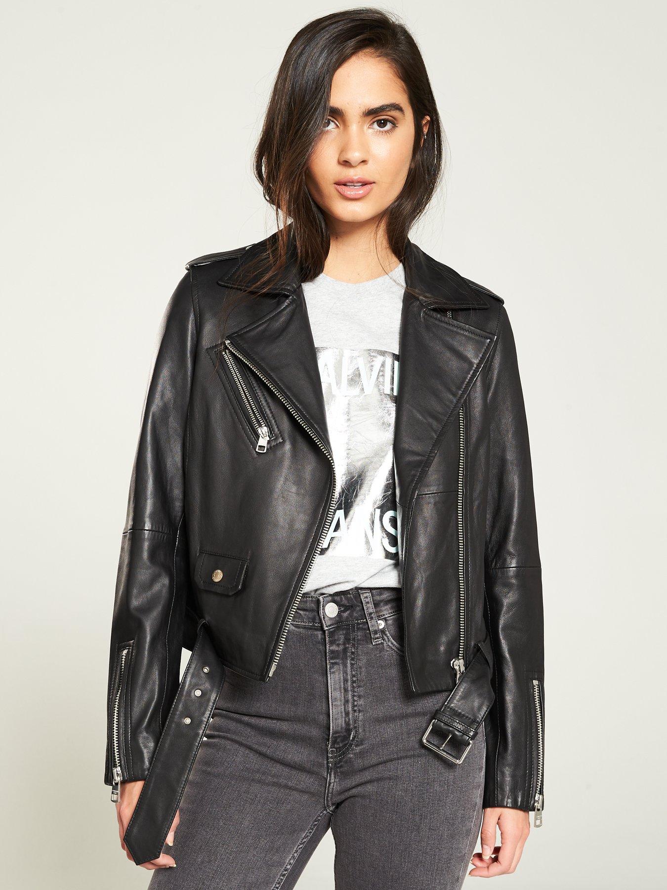 calvin klein leather biker jacket