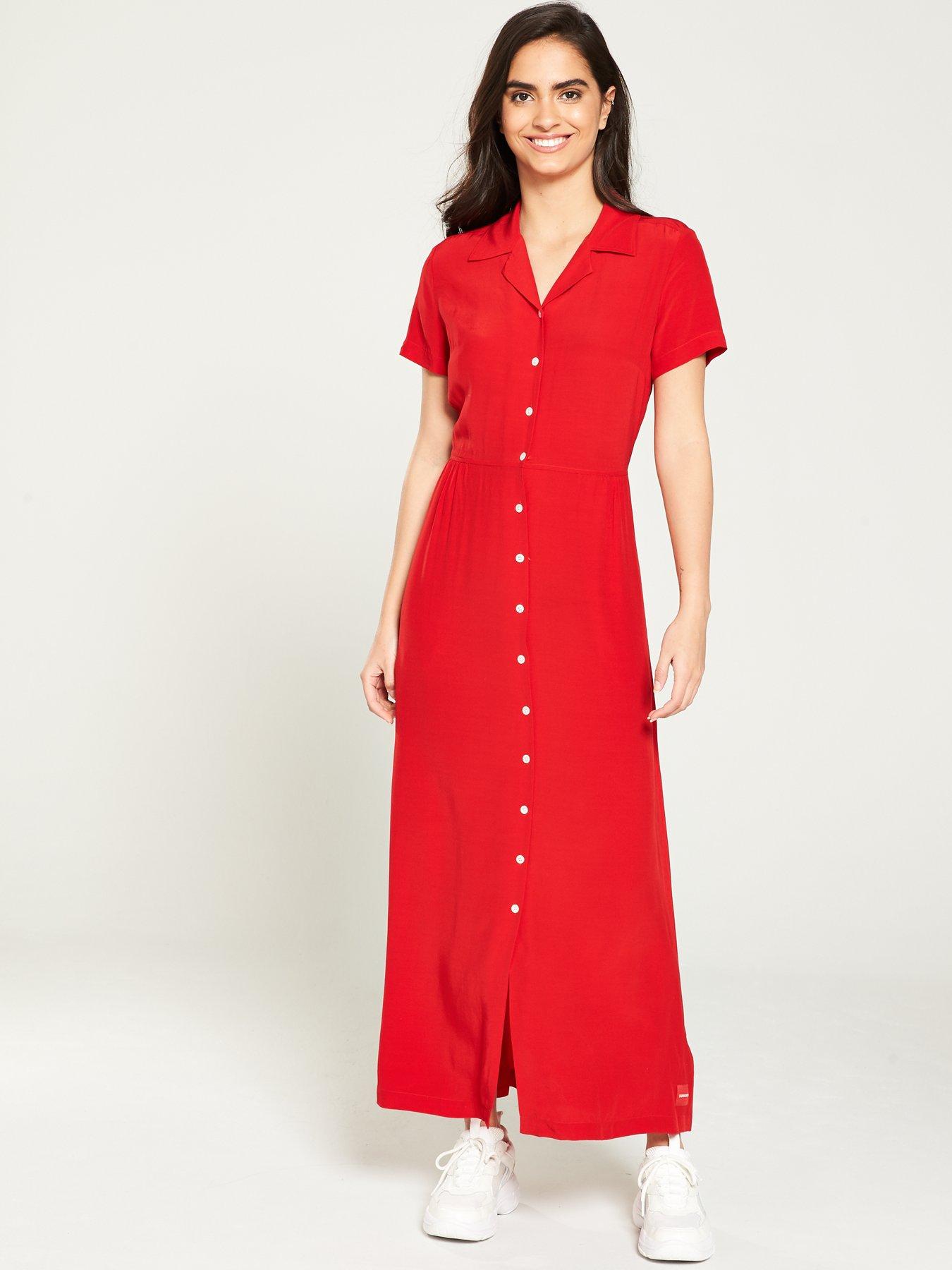 button down red dress e05660