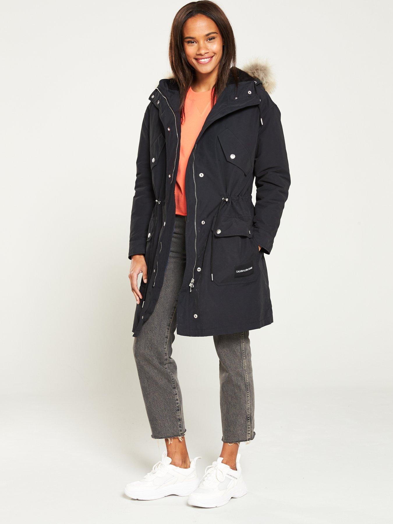 calvin klein black parka