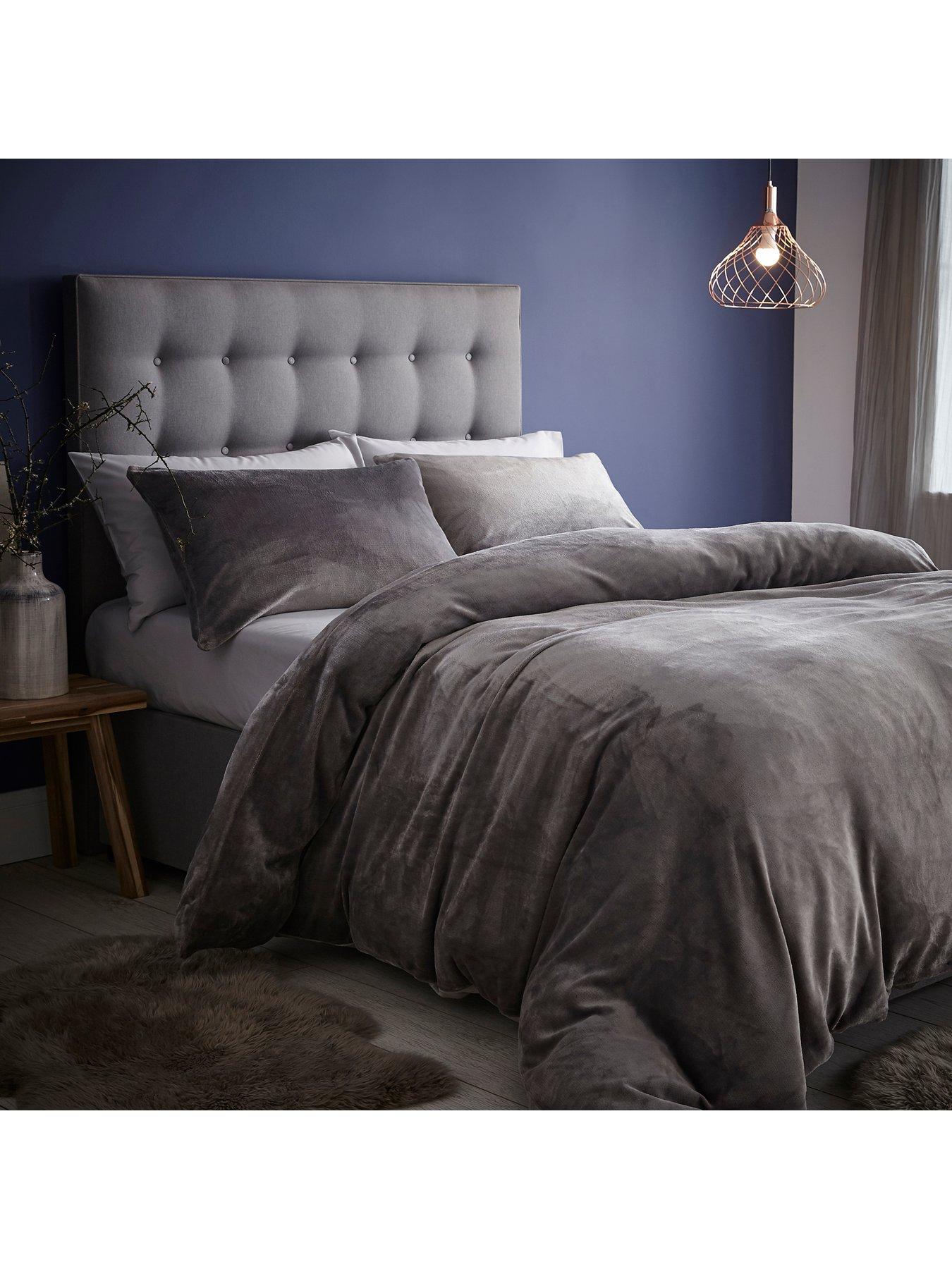 Silentnight Velvet Touch Fleece Duvet Cover Set Grey very.co.uk