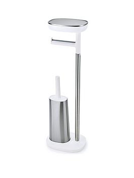 Product photograph of Joseph Joseph Easystore Butler Plus Standing Toilet Roll Holder With Flex Steel Toilet Brush from very.co.uk