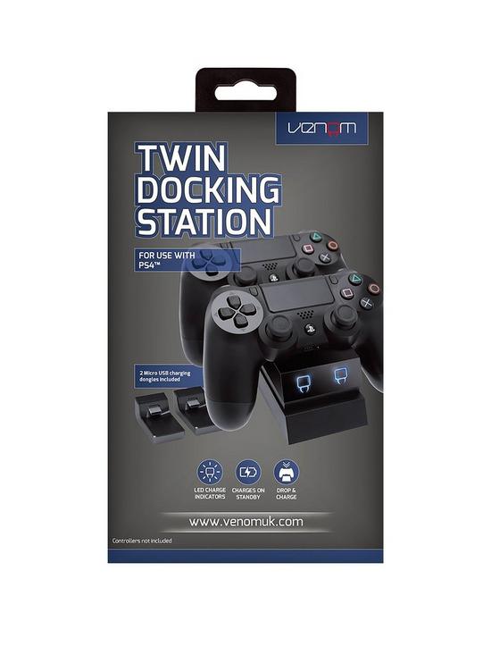front image of venom-black-twin-ps4-controller-charge-dock