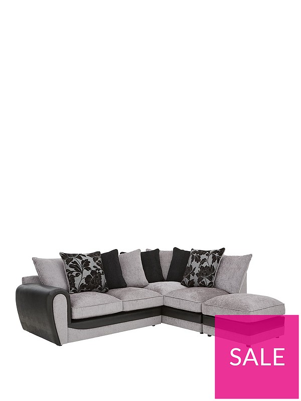 Fleur Fabric and Snakeskin Right Hand Corner Chaise Scatter Back Sofa + Footstool Fleur Fabric and Snakeskin Right Hand Corner Chaise Scatter Back Sofa + Footstool
