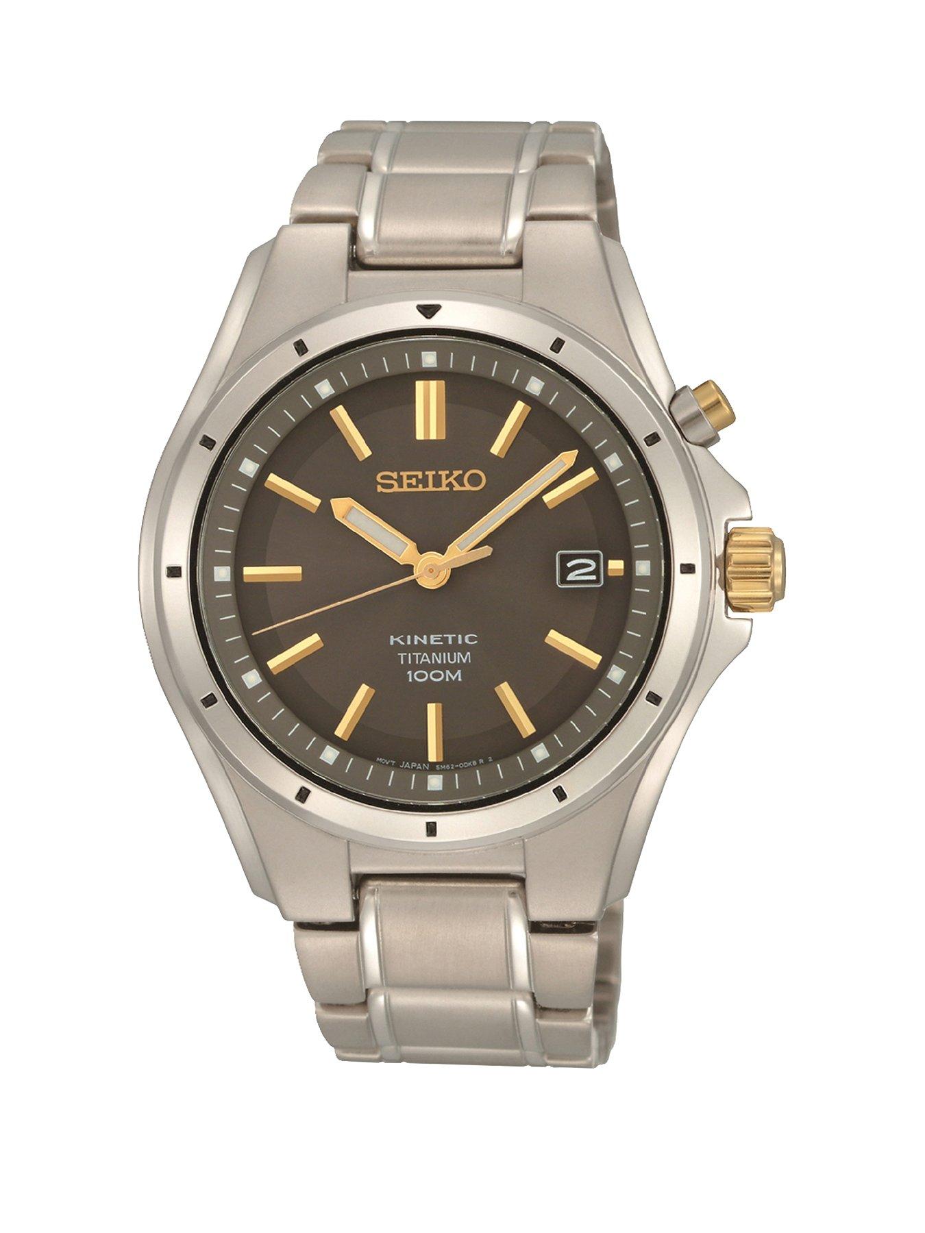 seiko kinetic gold mens watch
