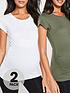 v-by-very-valuenbsp2-pack-maternity-tees-grey-marl-amp-khakifront