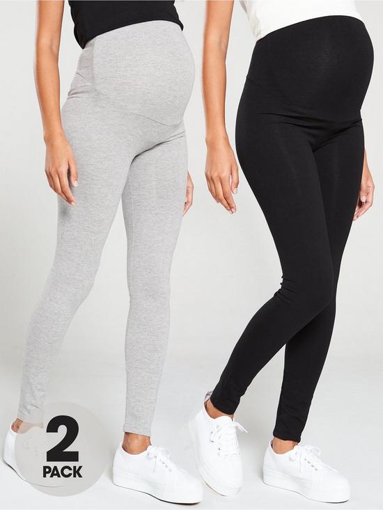 front image of v-by-very-valuenbsp2-pack-maternity-legging-black-grey