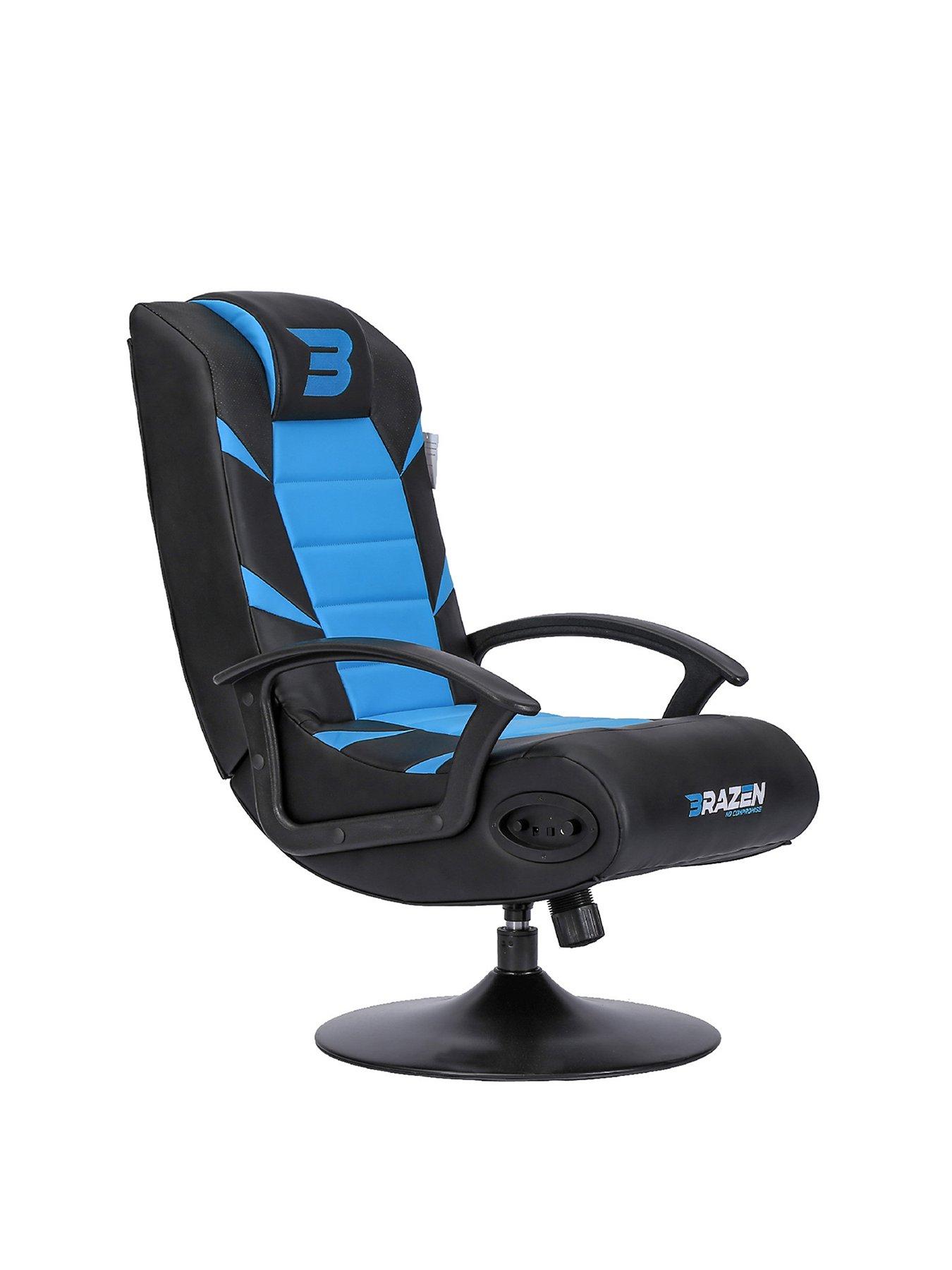 Product photograph of Brazen Pride 2 1 Bluetooth Gaming Chair - Black And Blue from very.co.uk