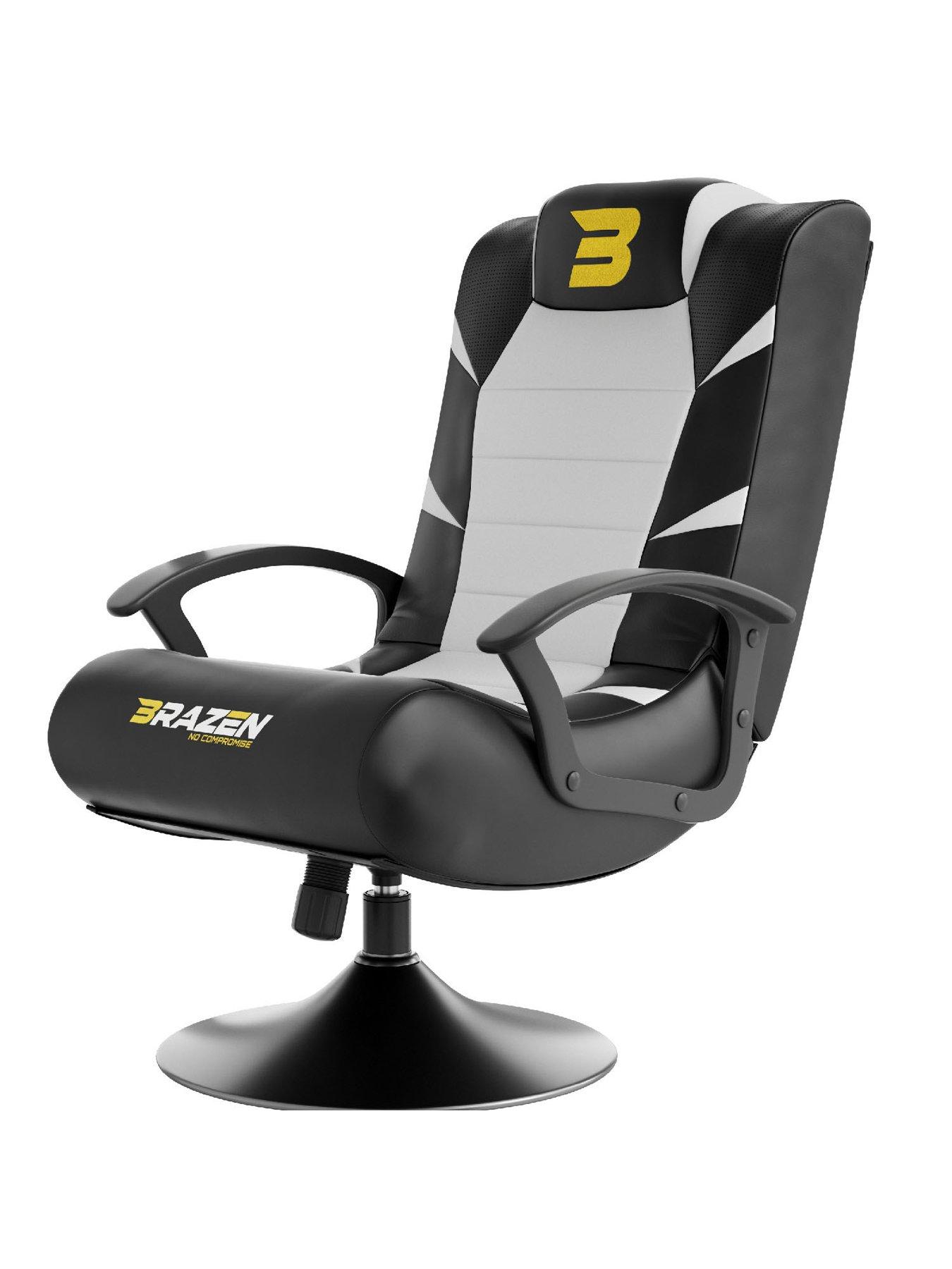 Product photograph of Brazen Pride 2 1 Bluetooth Gaming Chair - Black And White from very.co.uk