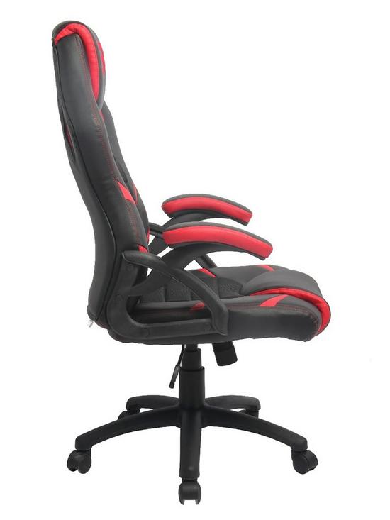 back image of brazen-puma-pc-gaming-chair-black-and-red