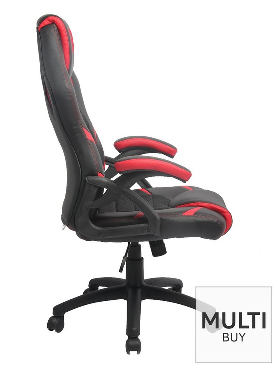 back image of brazen-puma-pc-gaming-chair-black-and-red