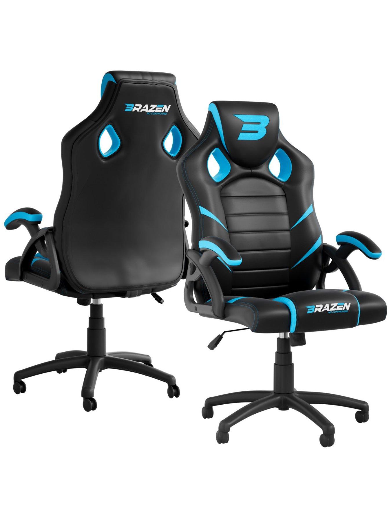 BraZen Puma PC Gaming Chair - Black and Blue