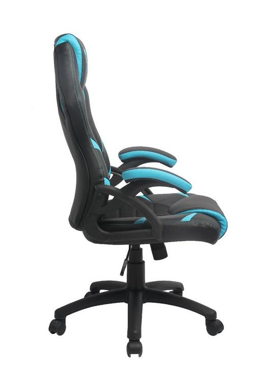 back image of brazen-puma-pc-gaming-chair-black-and-blue