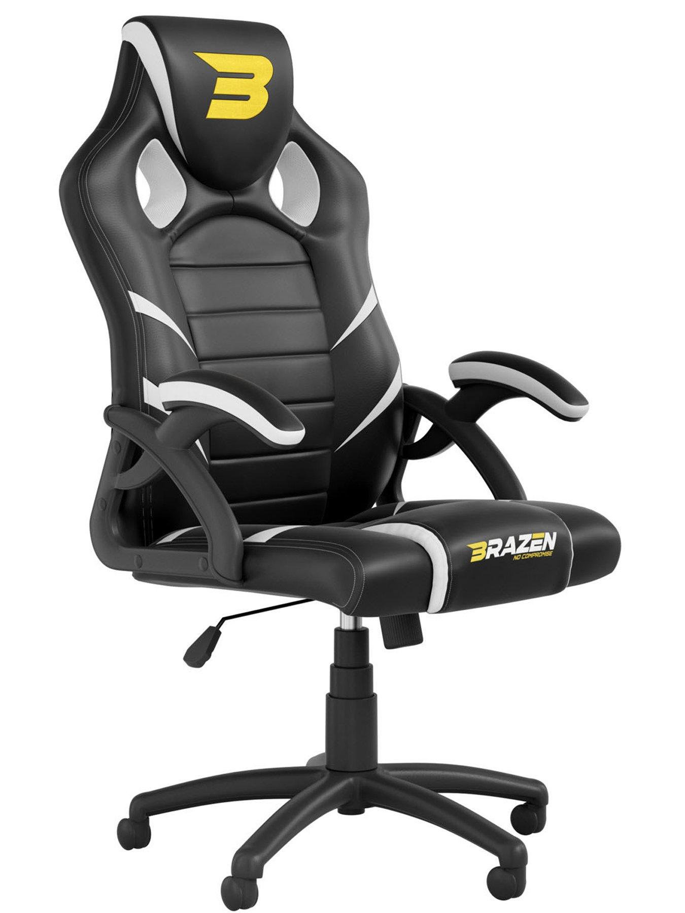 Product photograph of Brazen Puma Pc Gaming Chair - Black And White from very.co.uk