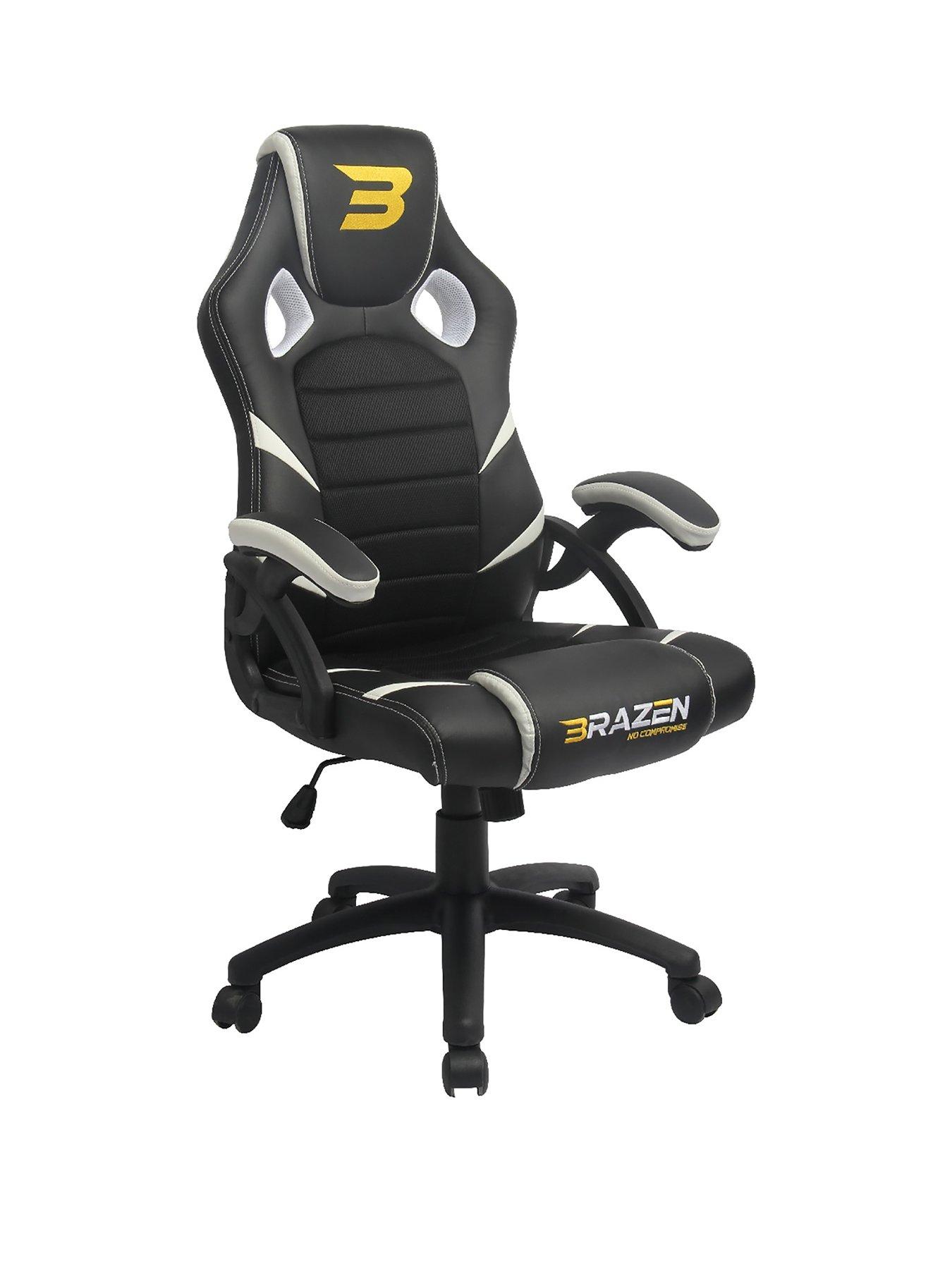 Product photograph of Brazen Puma Pc Gaming Chair - Black And White from very.co.uk