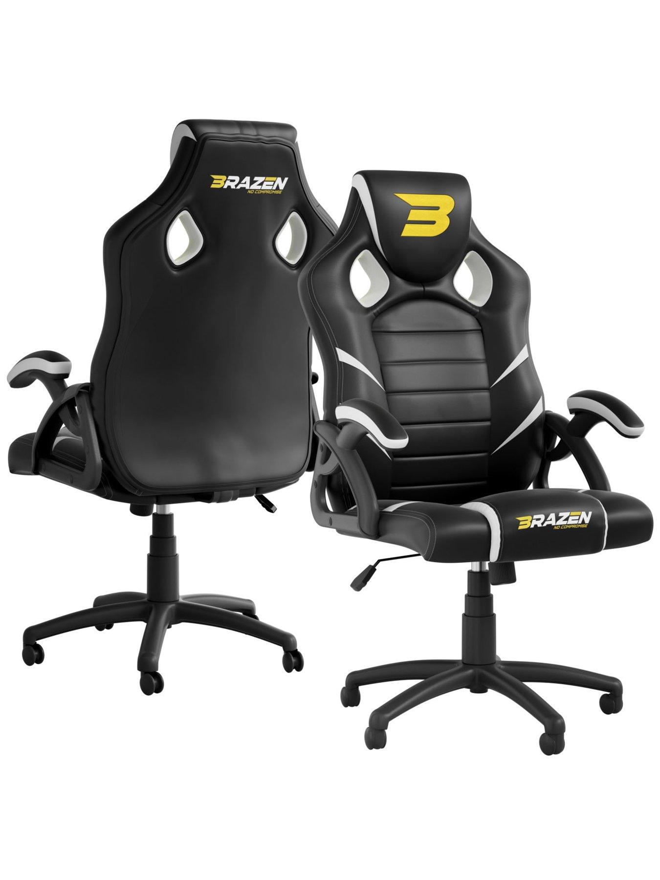 BraZen Puma PC Gaming Chair - Black and White