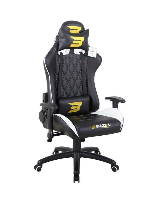 front image of brazen-phantom-elite-pc-racing-gaming-chair-black-and-white