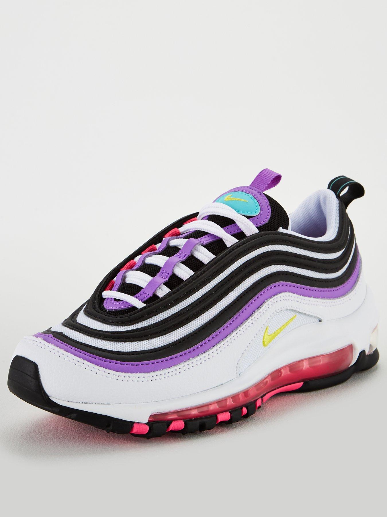 nike black with purple piping air max 97 trainers