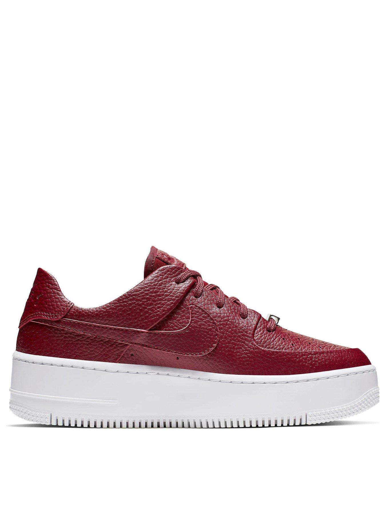 burgundy white air force ones