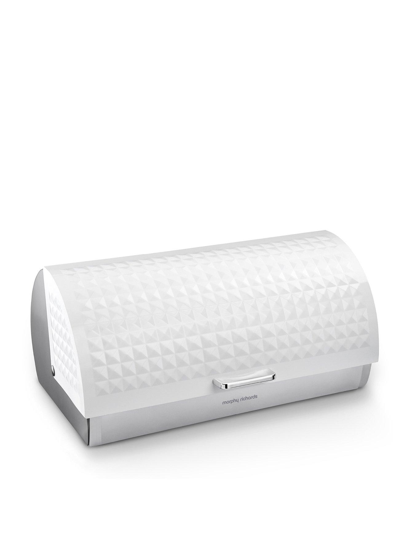 Product photograph of Morphy Richards Dimensions Roll Top Bread Bin - White from very.co.uk