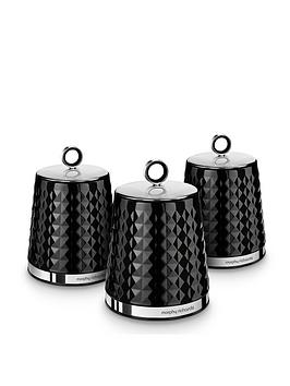 Product photograph of Morphy Richards Dimensions Set Of Three Storage Canisters Ndash Black from very.co.uk