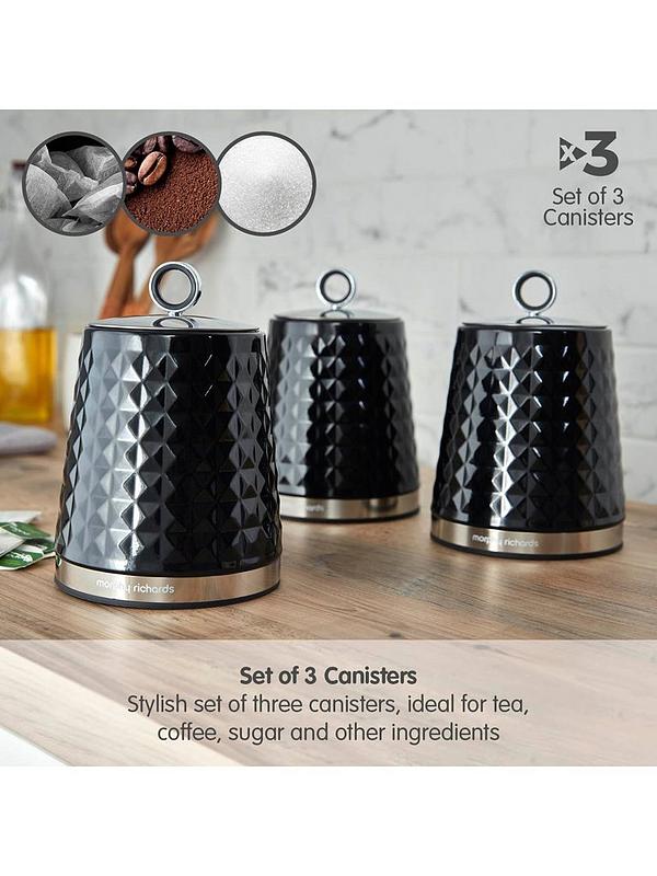 Morphy Richards Dimensions Set of 3 Round Kitchen Storage Canisters in 3 Colours 