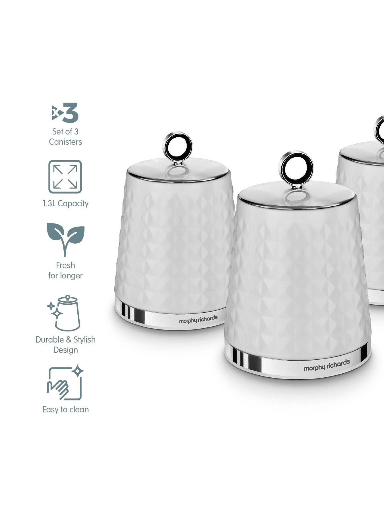 morphy richards tea coffee sugar canisters white